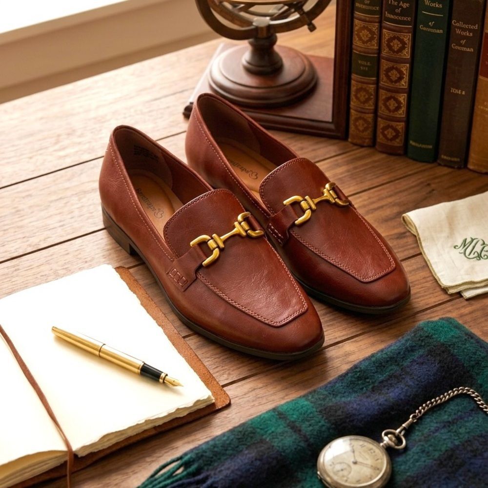 Baretraps Tammy Flat Faux Leather Loafers in Auburn (Cognac) size 9